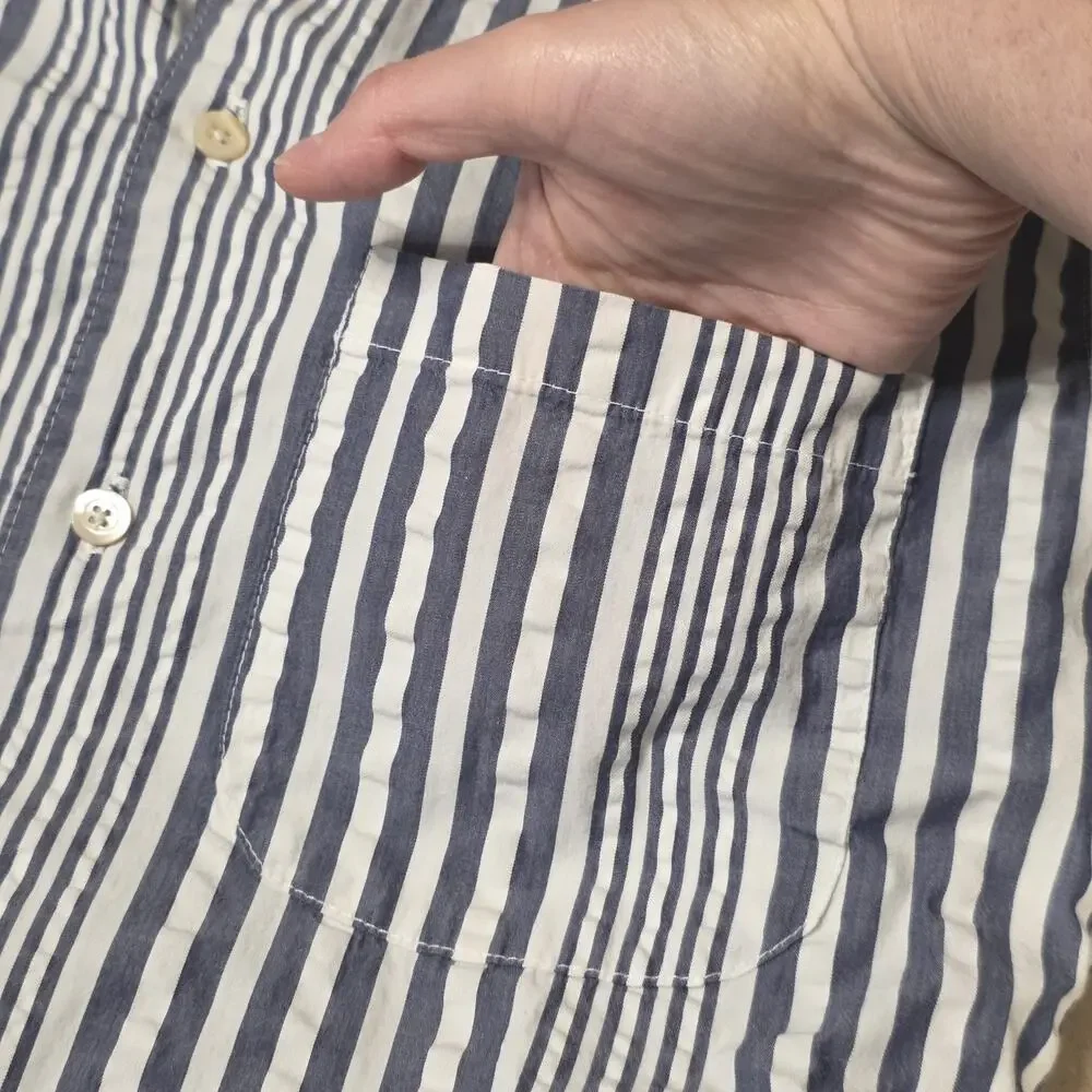A Kind of Guise Gioia Short Sleeve Shirt in Navy/White Men's Medium Germany *